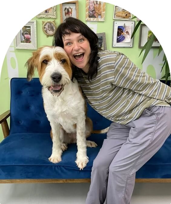 Girl is expressing her feeling with dog image